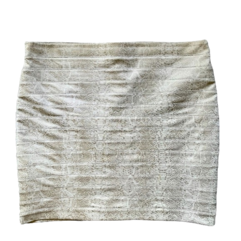 KENNETH COLE stretchy above knee skirt Snakeskin print horizontal pleats LARGE